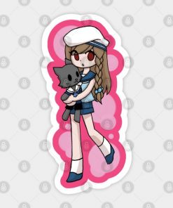 Anime Sailor Girl Hugging Cat