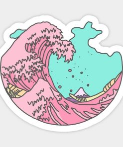 Japanese pastel kawaii anime meme surf beach wave