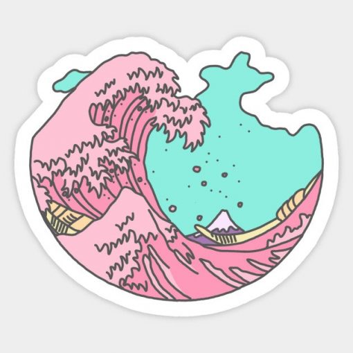 Japanese pastel kawaii anime meme surf beach wave